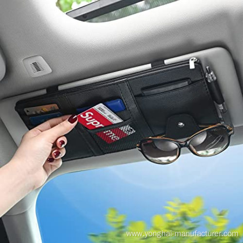 Multi-pocket car visor organizer